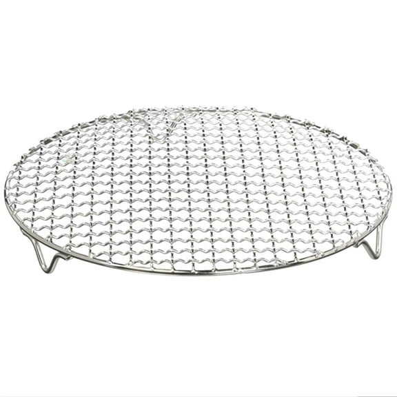 1Pack Multi-Purpose Round Stainless Steel Cross Wire Steaming Cooling Barbecue Rack/Carbon Baking Net/Grill/Pan Grate with Legs(6.5Inch Dia)