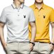 thumbnail image 3 of Los Hombres Polo Camiseta M-5XL De Gran Tamaño De La Moda Casual Actividad De Color Sólido Cuello De Manga Corta Topspangjing, 3 of 4