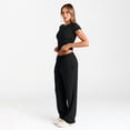 thumbnail image 6 of SUNBS 2 Piece Outfits Matching Summer Sweatsuit Lounge Set Womens Wide Leg Pants Side Ruching Crop Top, 6 of 7