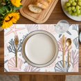 thumbnail image 4 of Orange Grey Coastal Placemats Set of 6, Summer Beach Coral Shell Ocean Placemats for Dining Table, Place Mats for Kitchen Tabletop, Waterproof Wipeable Dining Table Mats Set, 4 of 9
