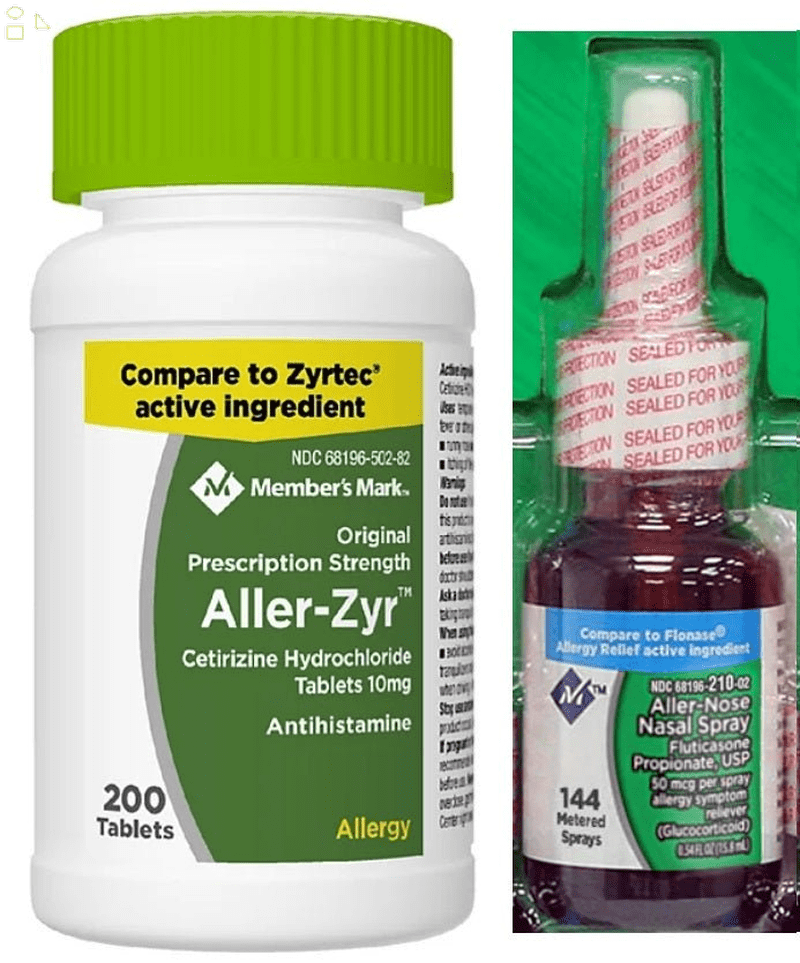 M_M Cetirizine HCL 10 mg (200 Count) Generic Zyrtec plus Fluticasone