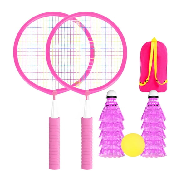 Almencla Badminton Set for Kids with Ball Shuttlecock Badminton Racket Set for Garden Pink