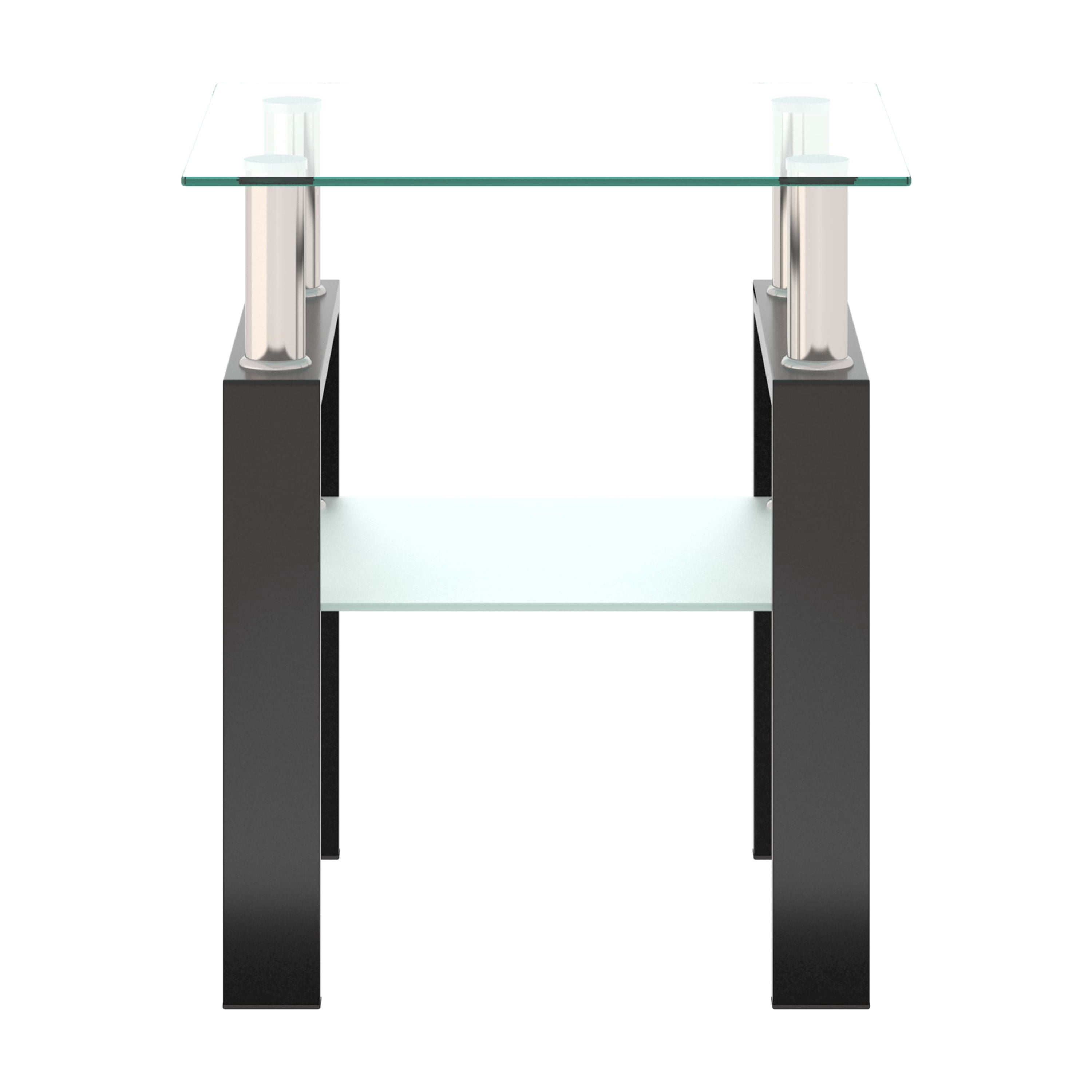 Euroco 1-Piece Modern Tempered Glass Tea Table Coffee Table End Table, Square Table for Living Room, Transparent/Black