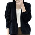 thumbnail image 2 of Soft Cardigans for Women 2024 Fall Winter Basic Long Sleeve Knit Open Front Sweaters Cardigan Black L, 2 of 4