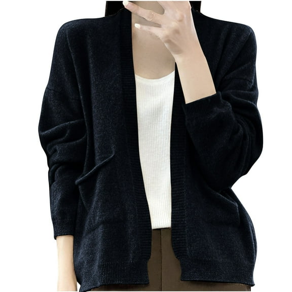 Admvng Sweaters for Women Casual Winter Solid Color Long Sleeve Short Knitted Cardigan Shawl Coat, Size S-2XL