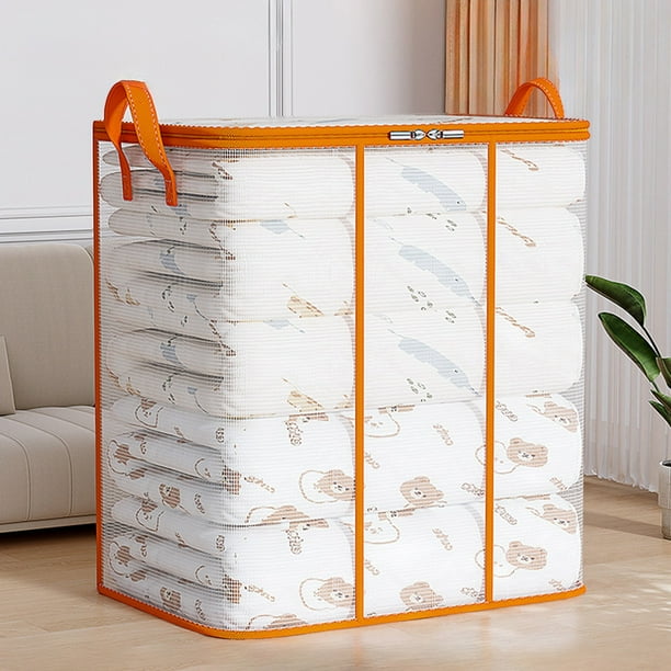 Bolsa de Pvc de Gran Capacidad para Guardar Colchas, Impermeable y a Prueba de Humedad, con Diseño Transparente para Mudanzas y Embalajes, 1 Unidad, Color Naranja.