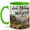 Green, variant on Cabin Mornings and Mountain Air Coffee Mug, Rustic Cabin Landscape Design, 11 oz Ceramic Cup