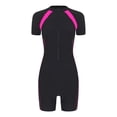 thumbnail image 3 of TiaoBug Womens Rash Guard One Piece Swimwear Athletic Swimsuit Surfing Boyleg Bathing Suit Black Hot Pink XL, 3 of 7