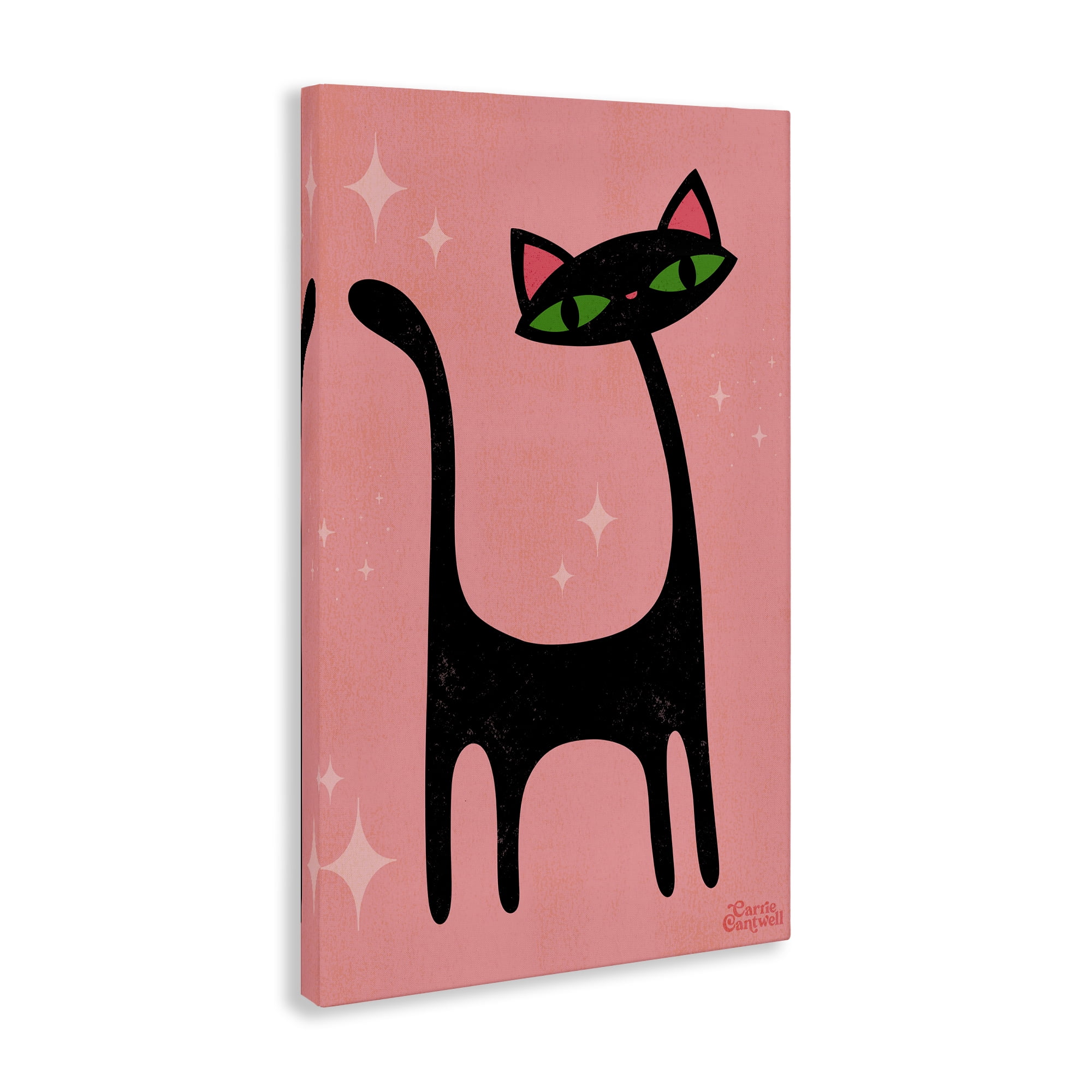 Stupell Industries Retro Black Cat Animals & Insects Painting Gallery Wrapped Canvas Art Print Wall Art, 24 x 36
