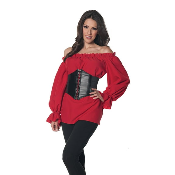 UNDERWRAPS Women's Red Renaissance Blouse - Long Sleeve Outfit, Cosplay Dress Up, LARP Costume, Festival Outfit for Women