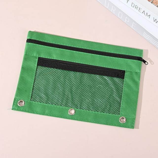 Bargain Qaailabf Pencil Pouch 3 Ring Zipper Pencil Pouches Case Binder Cosmetic Bag 5pc