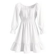 thumbnail image 4 of REDARER Girls Square Neck Flutter Sleeve Dress, Ruffle Hem A Line Gown for Kids Elegant Party Wear and Occasions,6-7 Years, 4 of 4
