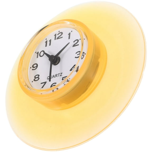 OUNONA Yellow Bathroom Wall Clock with Cup, Compact and Stylish Small Clock for Home and Shower Use