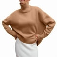 thumbnail image 2 of Women'S High Neck Sweaters Loose Fit Fall Winter Pullover Jumper Tops Camel S, 2 of 6