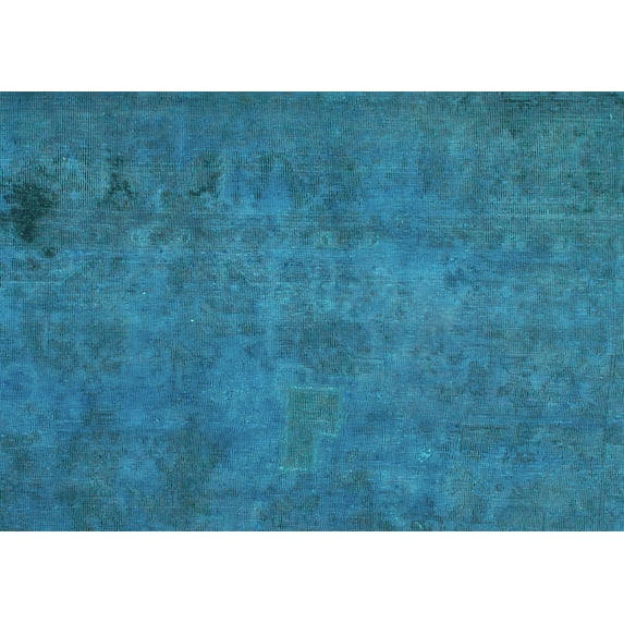 Ahgly Company Indoor Rectangle Abstract Turquoise Blue Modern Area Rugs, 7' x 9'