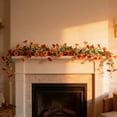 thumbnail image 6 of AZXY Artificial Red Violet Garland Fake Floral Hanging Vine with Green Leaves, Fall Autumn Mantel Wall Door Decor, Faux Orange Red Flower Greenery Garland for Wedding Table Arch Indoor Outdoor, 6 of 6