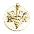 thumbnail image 4 of 14k yellow Gold RN caduceus medical sign nurse Pendant charm fine jewelry 1.5g, 4 of 12