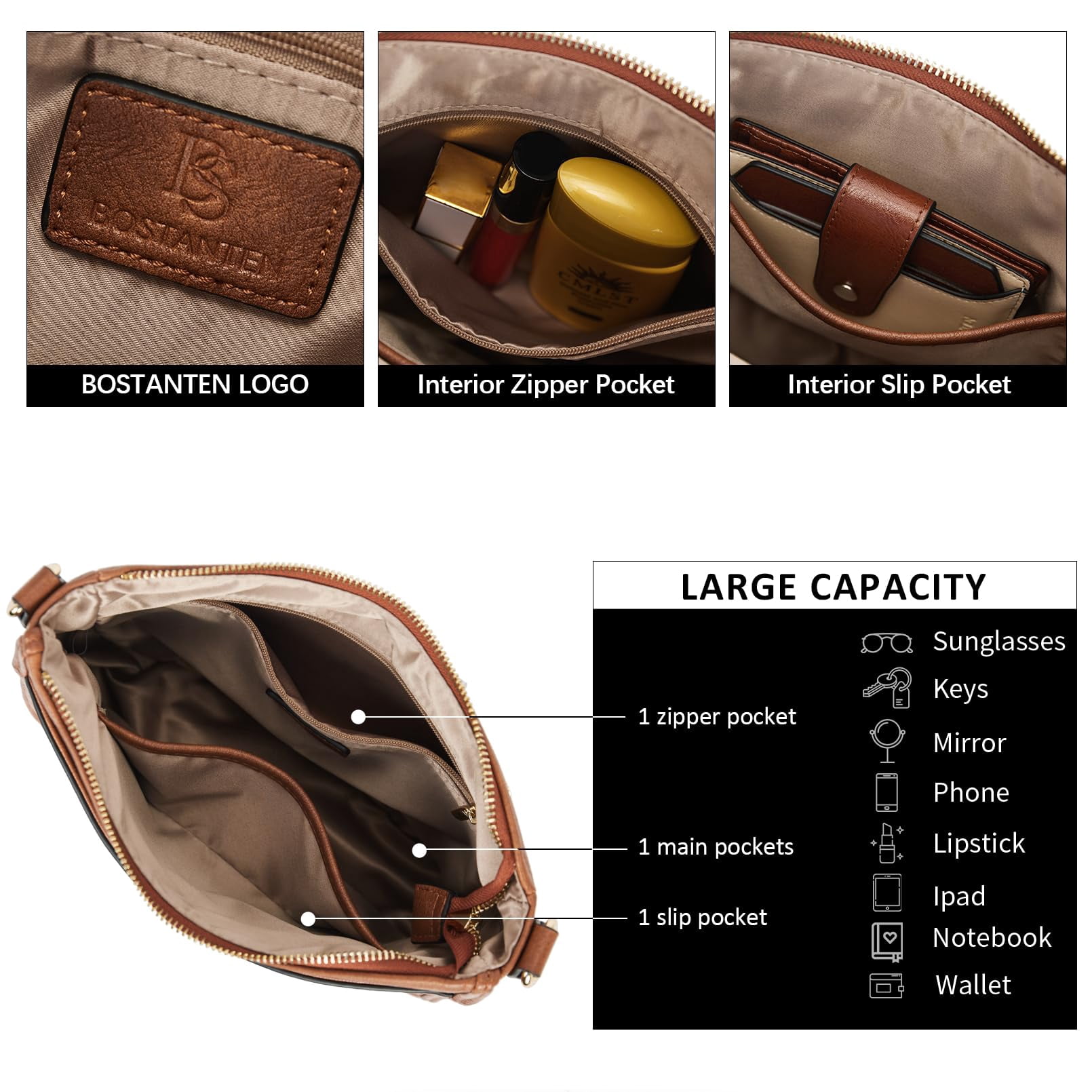 Crossbody Bags for Women Trendy Vegan Leather Hobo Purses Shoulder Handbags Wide Shoulder Strap