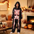 thumbnail image 6 of YUEHUA Holiday Sleepwear Jumpsuit, Unisex Skeleton Pattern One-Piece Pajamas, Soft & Warm for Layering, for Couple's Outings, 6 of 9
