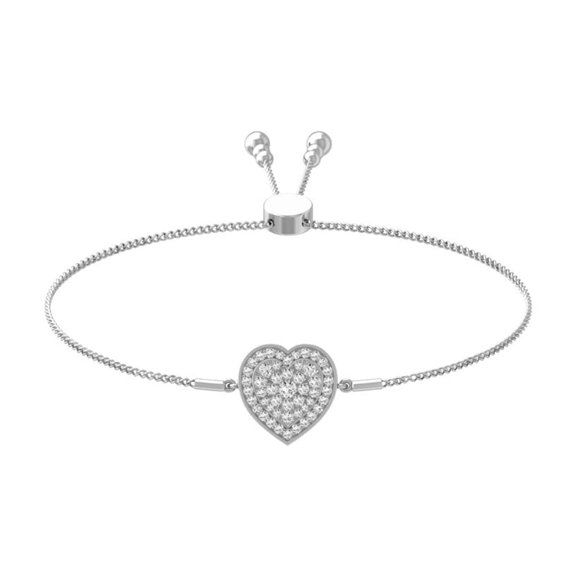 ARAIYA FINE JEWELRY 10K White Gold Round Diamond Bolo Bracelet (1/2 cttw, I2-I3 Clarity, I-J Color) 9"