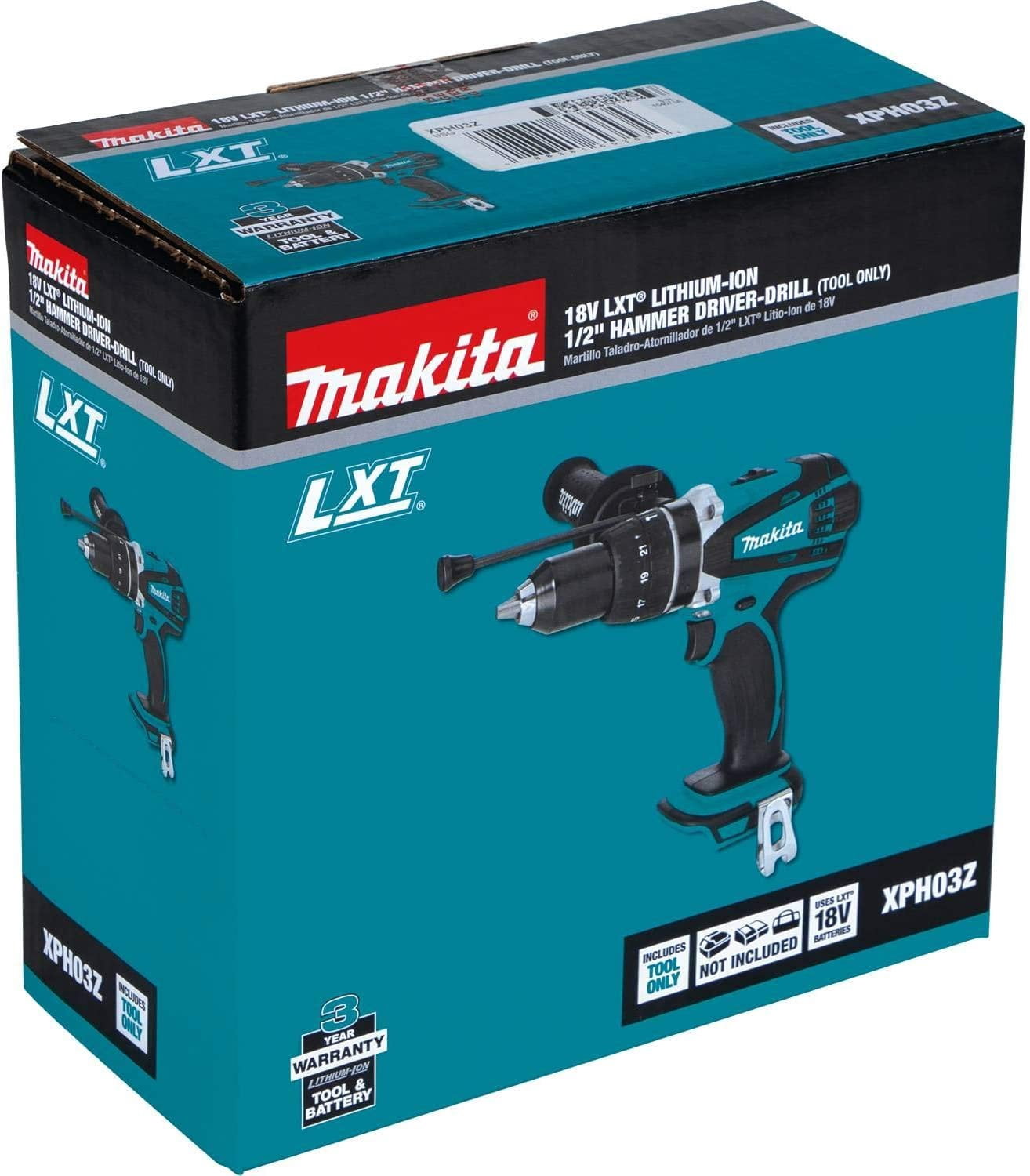 Open Box Makita XPH03Z 18V LXT Lithium-Ion Cordless 1/2" Hammer Driver-Drill, Tool Only