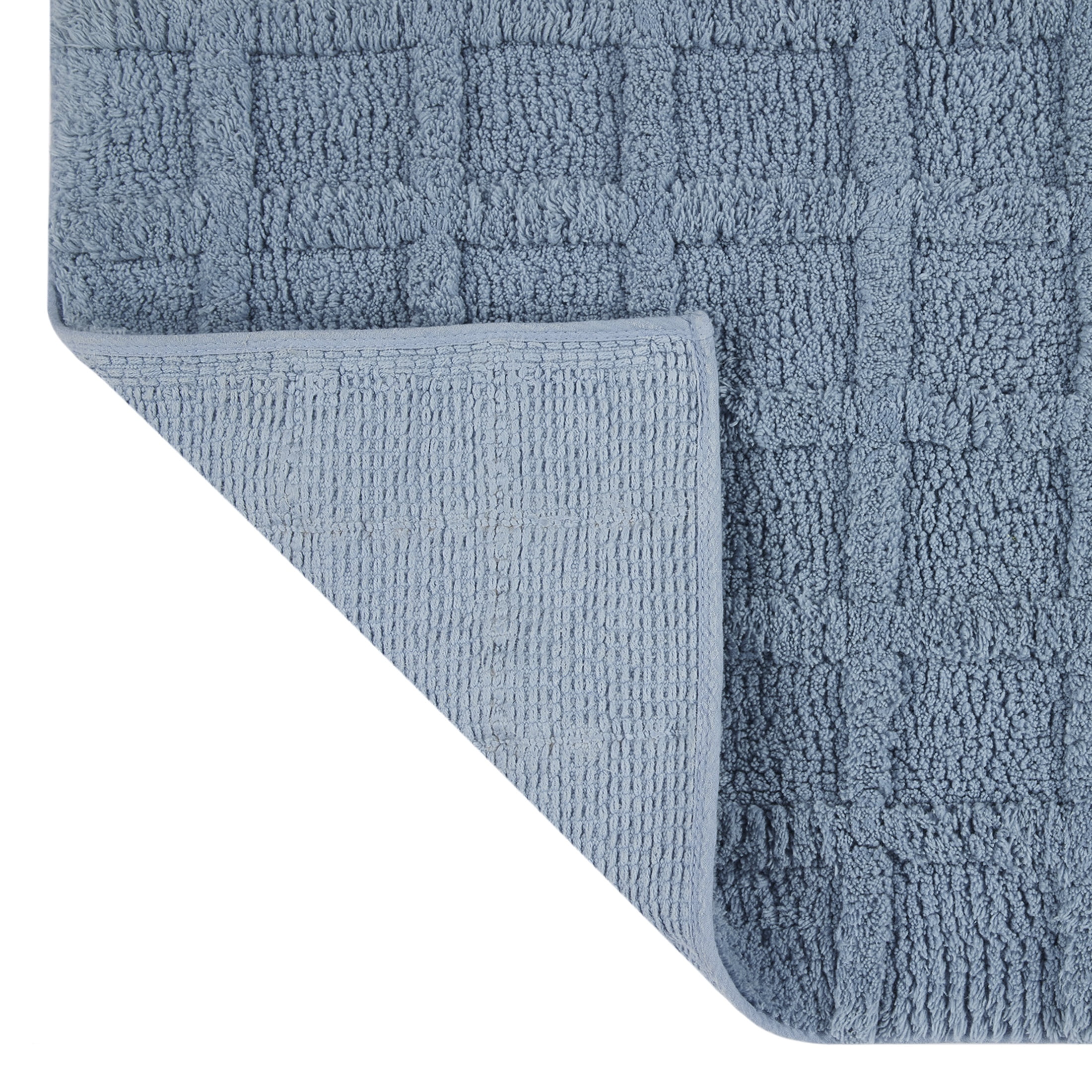 Better Homes & Gardens Spa Grid Bath Rug Set, 2 Piece, Blue Silver, 17" x 24" & 20" x 30"