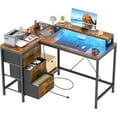 thumbnail image 2 of 43" L-Shaped Computer Desk with 4 Power Outlets and 7-Color Led Lights, 3-Drawer Gaming Desk, 2 of 7