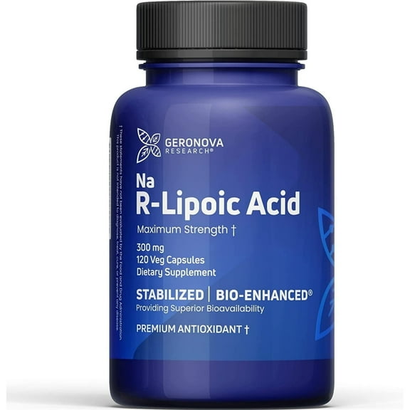 GeroNova Research Bio-Enhanced R-Alpha Lipoic Acid, Supports Healthy Nerves, 300 mg 120 Caps