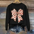 thumbnail image 6 of Heart-Bow Sweatshirt for Women Valentine's Lover Tops Crew Neck Long Sleeve Pullover Top Fleece Warm Hoodies Ribbed Lightweight Sweatshirts Funny Couple Outfits Holiday Clothes Black S, 6 of 8