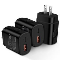 USB C Block,3Pack FiveBox USB C Charger Block 25W PD&QC Android Type C Charger Block Dual USB C Wall Charger Block Phone Charger Adapter USB C Brick Type C Charger Box Fast Charging Block,Black