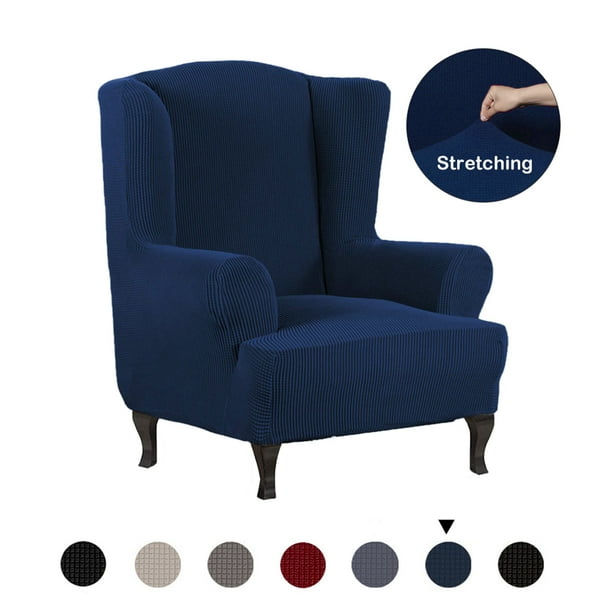 Stretch Wingback Chair Slipcover Slipcovers For Chairs Sofa 1 Piece Wing Cover With Elastic Bottom Jacquard Furniture Protector Com Piece Wing Chair Cover Sofa, Wing Back Sofa Covers