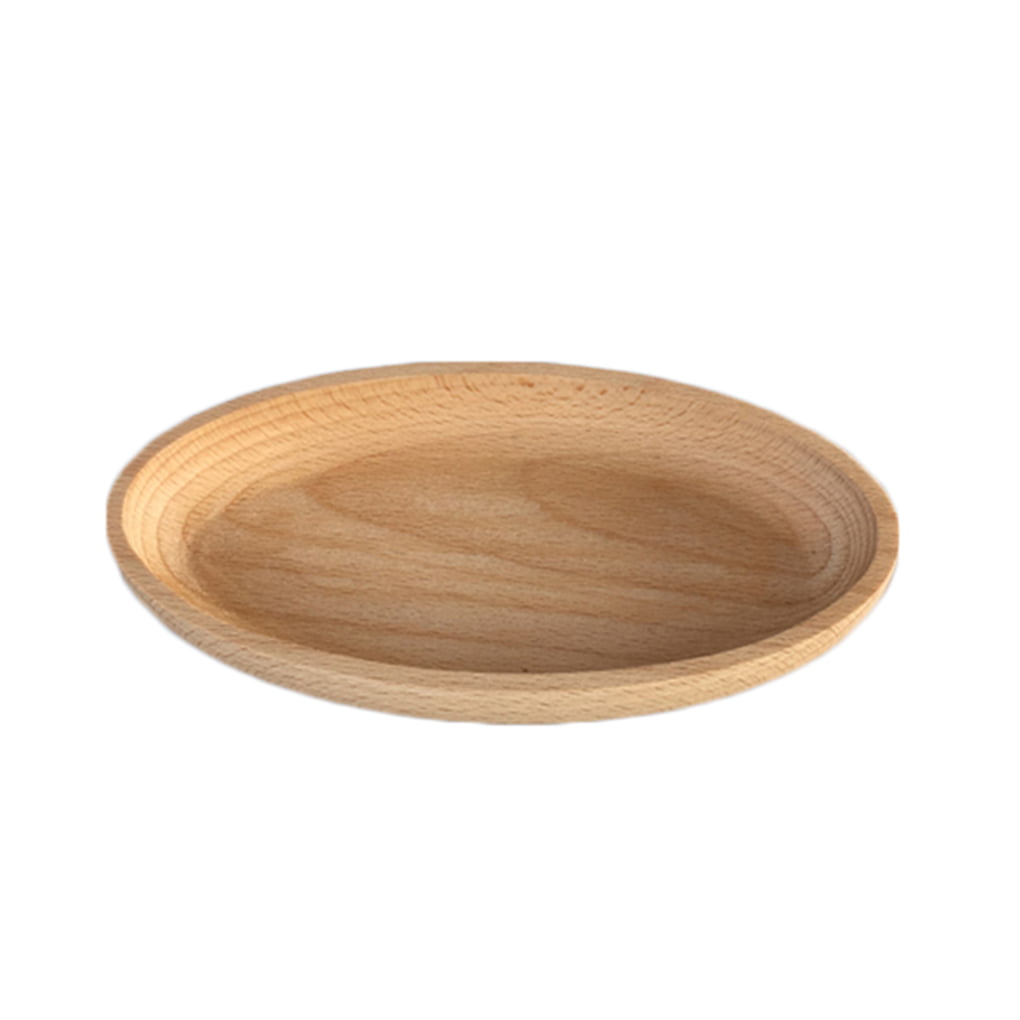 Wooden Food Dessert Serving Tray Round Solid Wood Dish Plate Platter Home 