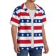 thumbnail image 2 of Balery American Patriotic Stars And Stripes Camisa Casual de Manga Corta con Botones para Hombre, Texturizada, Estilo Cubano, para Playa, Verano-4X-Large, 2 of 5