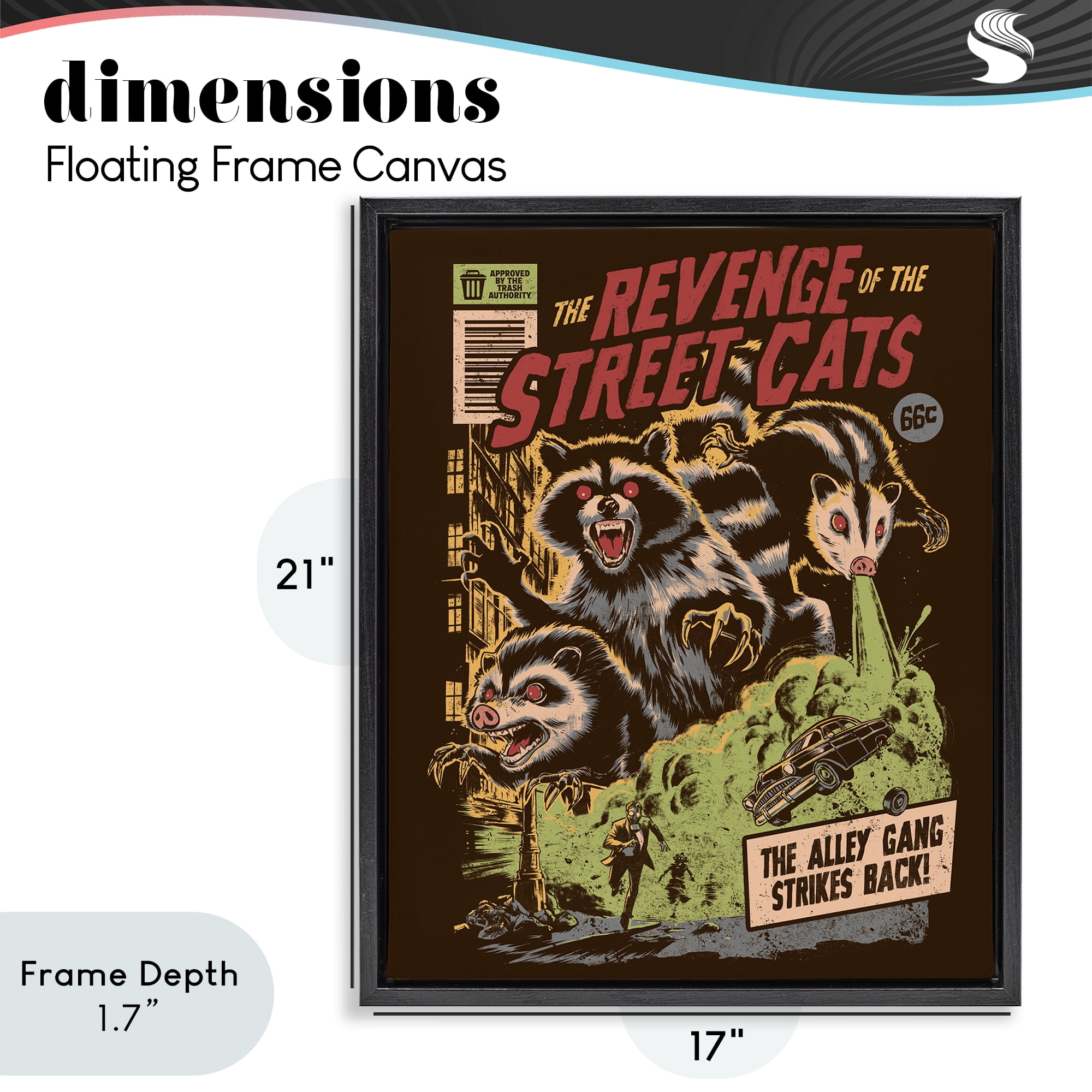 Stupell Industries Revenge Of Street Cats Black Framed Floater Canvas Wall Art, design by EduEly Designs
