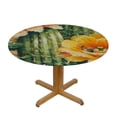 thumbnail image 3 of nygtbtfer Round Fitted Tablecloth with Elastic Edge, Flower Cactus Round Table Cover Oil Proof Wipeable Table Cloth Cover Decor for Indoor Outdoor Patio Picnic Parties 31-35, 3 of 8