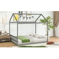 thumbnail image 3 of Euroco Wood Queen Size House Shaped Canopy Bed for Adults Living Room, Gray, 3 of 9