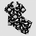 thumbnail image 5 of CAUYDY Girls Halloween Pajamas Sets Sleeping Pants Cute Print Home Short Sleeve Shorts Pajama Set Full Suit Clothes(L101-Black,8-9 Y), 5 of 5