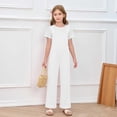 thumbnail image 2 of WAYUTE Girls Overalls Solid Color Wide Straps Basic Jumpsuit with Pockets Comfortable Play Outfit for Toddler Kids Casual Summer, 2 of 4