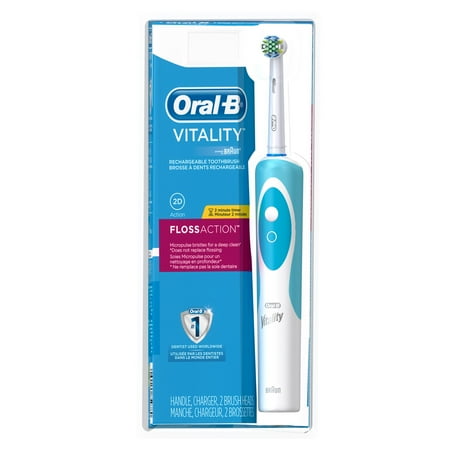 Oral B Electric Toothbrush (Oral-B Vitality ($5 Mail-In Rebate Available!) FlossAction Rechargeable Battery Electric Toothbrush with Replacement Brush Head and Automatic Timer, Powered by)