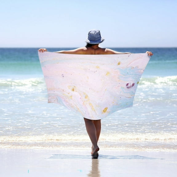 LACKUST Flowing Gold Beach Towel - 75x150cm Extra Large, Soft & Absorbent for Beach & Home