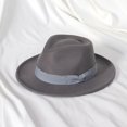 thumbnail image 4 of Sombrero de fieltro con pajarita para hombre y mujer, gorro de Jazz con mezcla de lana negra, elegante, informal, para exteriores, para Primavera, novedad de 2022, 4 of 4