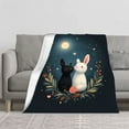 thumbnail image 2 of Cozy Flannel Blanket with Adorable Cartoon Rabbits Under a Starry Sky - Perfect for Sofa Travel Bed and Chair, 2 of 7