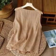 thumbnail image 5 of WULMLEO Cotton Linen Tank Tops for Womens Summer Sleeveless Crewneck Blouse Casual Solid Color Loose Outdoor Basic Shirt Khaki L, 5 of 5