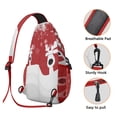 thumbnail image 3 of Sling Backpack,Red Christmas Reindeer Pattern Sling Bag with Water Bottle Holder,Waterproof Sling Bag for Men/Women with Headphone Jack for Hiking,Travel, 3 of 6