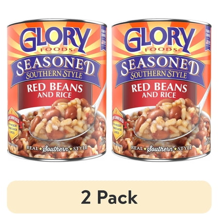 (2 pack) Glory Foods Seasoned Southern Style Red Beans and Rice, 15 oz., Can