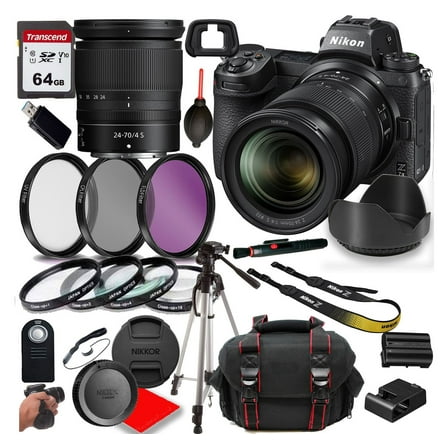 Nikon Z7 II Mirrorless Camera with 24-70mm f/4 Lens   Case   64GB Memory(26pc)