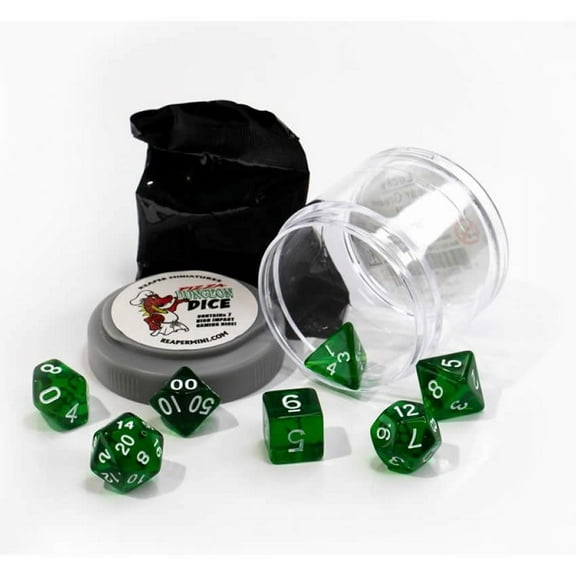 Reaper Miniatures Lucky Dice Set - Clear Green (7) New