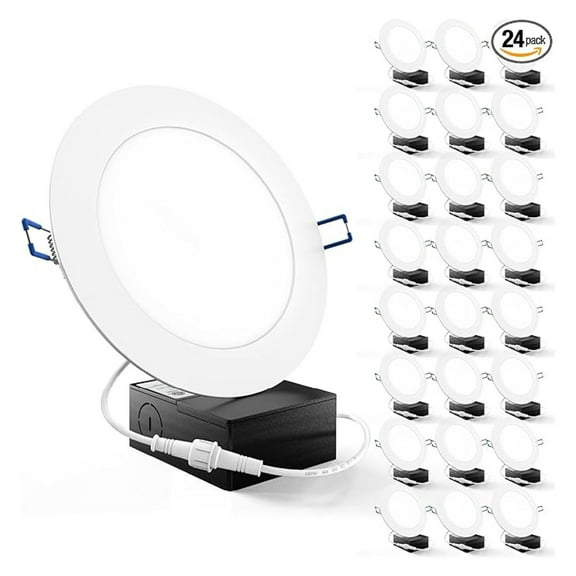 Sunco 24 Pack Recessed Lighting 6 Inch LED, Canless Ceiling Lights Slim with Junction Box, 850 LM, 14W (100W Equivalent), 6000K Daylight Deluxe, Dimmable, Wafer Thin, 50000 Hours ETL.