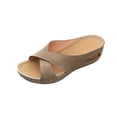 thumbnail image 2 of DIVVce Crisscross Cutout Wedge Slide Sandals For Women Open Toe Slip On Comfort Stitched Casual Footwear, 2 of 7