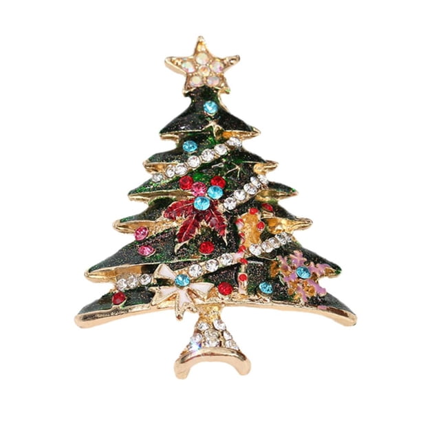 LUVCLS Broche de árbol de Navidad, broche de solapa con árbol de Navidad con diamantes de imitación, accesorios de joyería navideña con diamantes de imitación unisex para mujeres, hombres y amigos